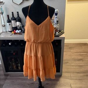 Orange Sleeveless Tiered Dress